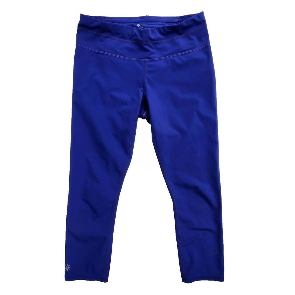 Athleta Be Free Knicker Blue Running Leggings Crop Zip Pocket 667214 Small